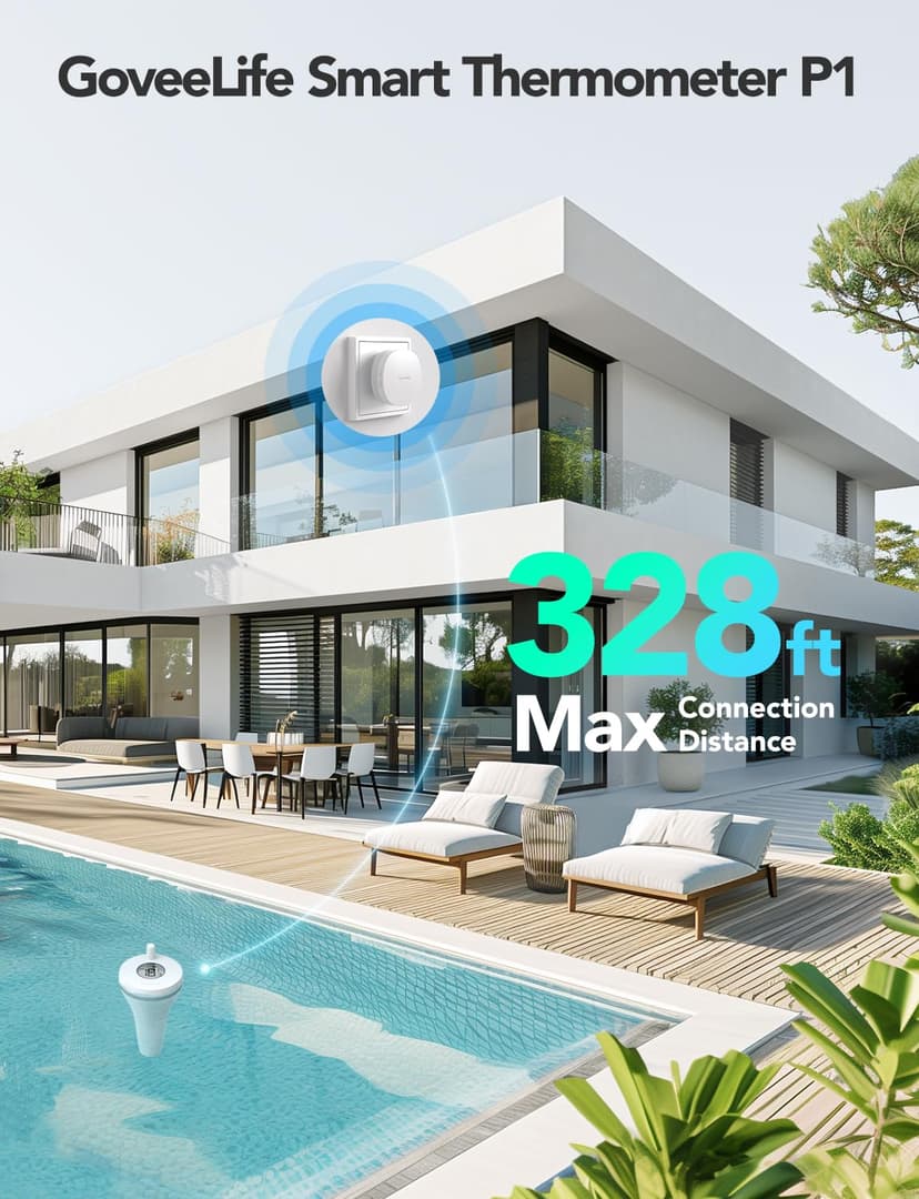 GoveeLife Smart Pool Thermometer Wireless App Easy Read, WiFi Digital Pool Thermometer Floating with IPX7 Waterproof, Notification Alert, Water Temperature Monitor for Hot Tub, Bath, Swimming, Pond