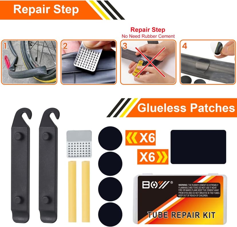Bicycle Repair Bag With Tire Pump, Portable Tool Kit for Camping Travel - Bike Glueless Patches, Maintenance Essentials All in One Safety Kit B079K5N7KF