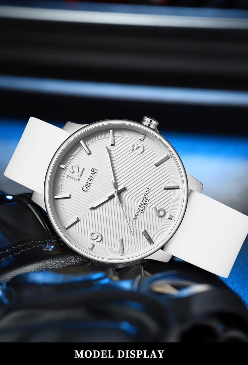 GEDIYAR Men's Fashion Minimalist Wrist Watch Waterproof Watches Simple Ultra Thin Analog Quartz Silicone Watch for Men