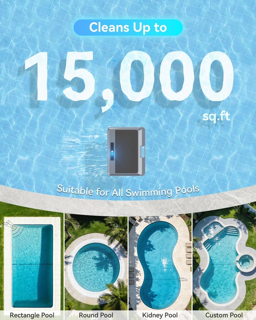 2026 Upgraded F1T Solar Powered Robotic Pool Skimmer Surface Cleaner with APP Support Dual Charging Options Smart Obstacle Avoidance 24/7 Continuous Cleaning Ideal for Above Ground Pool Gray