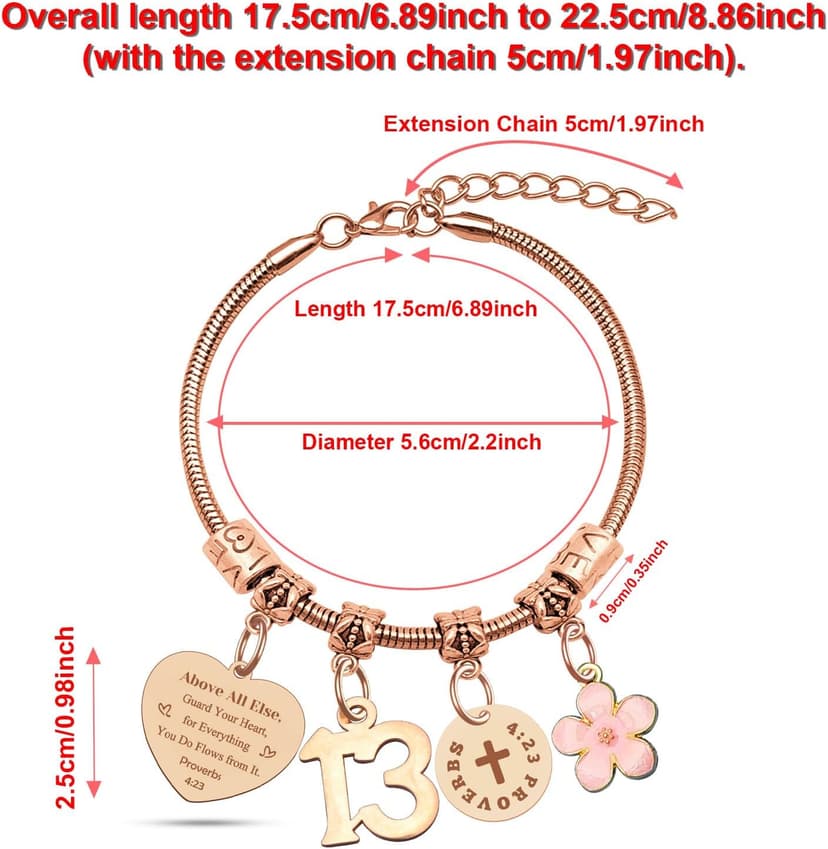 DlaeKua 15th 13th 16th Birthday Gifts for Girl Stainless Steel Bracelet for Women Daughter Granddaughter Niece Sisters 15th Birthday Gift Bracelets Inspirational Gifts Bible Verse 15 13 16 Years Old