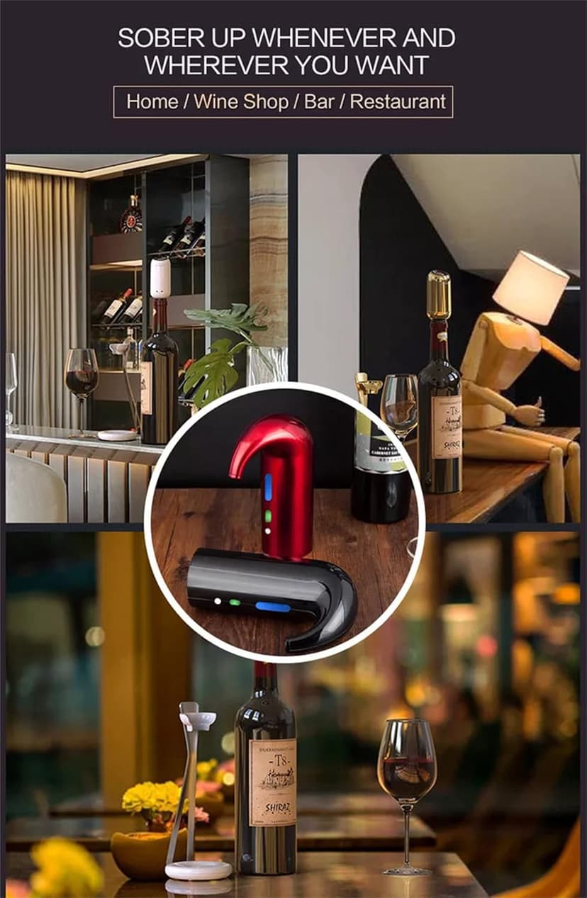 Electric Wine Aerator, Wine Decanter Pump Dispenser Gifts Set,Automatic Wine Aerator Pourer Spout. Wine Dispenser Pump Wine Accessories, Wine Gifts for Women Wine Lovers Black…