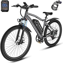 Electric Bike for Adults, 26" Commuter Ebikes with 7-Speed Gears, 25MPH Lightweight E Bike, 720W Peak Motor, 375Wh Removable Battery, 50 Miles Range, Electric Mountain Bicycle for All Terrain