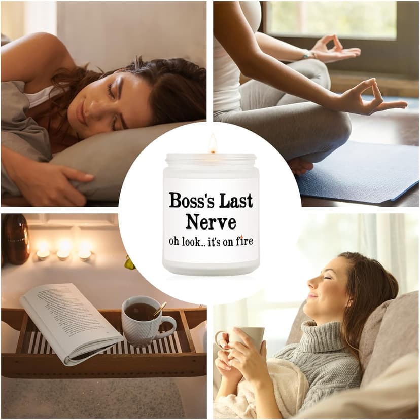 Funny Boss Gifts for Women Men- Handmade Lavender Soy Wax Candle- Best Boss Lady Gifts for Women, Birthday Christmas Gift for Boss Female, Boss's Last Nerve Candle (7oz)