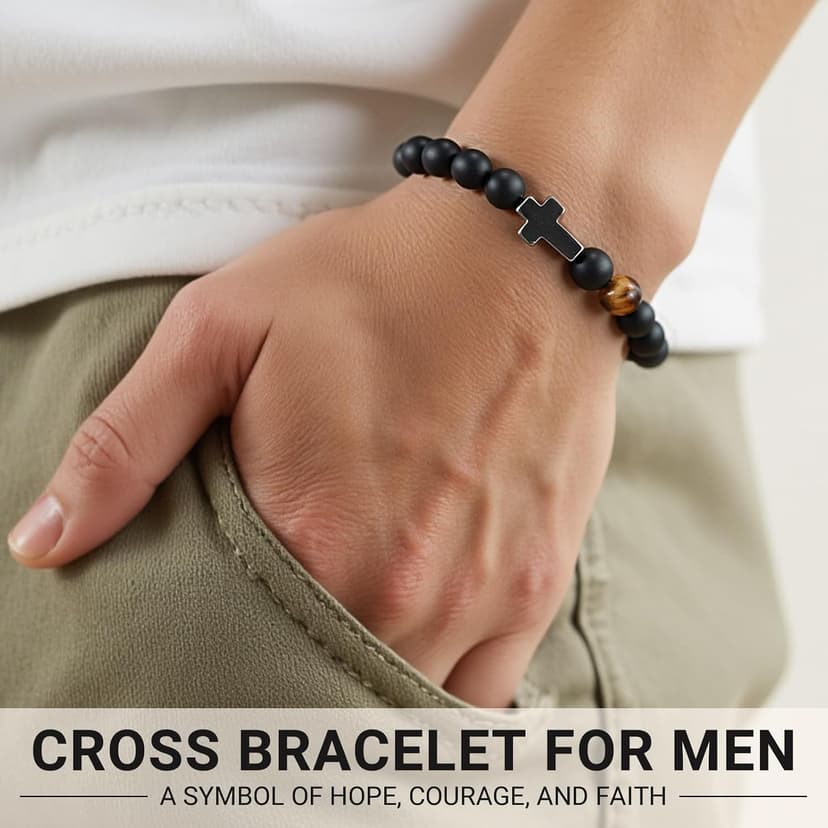 Cross Bracelet, To Mens Boys Christian Gifts for Birthday Christmas B0C38SKT3X