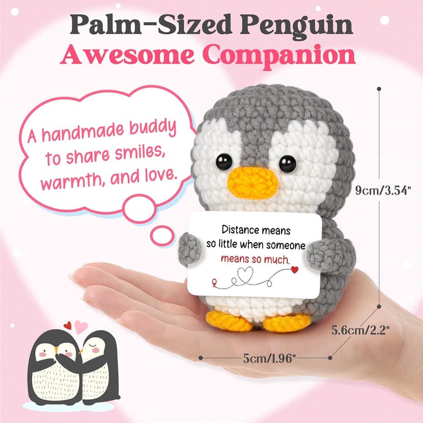 Miss You Thinking of You Gifts for Friend Couple, Positive Crochet Penguin, Farewell Goodbye Going Away Gift for Him Her Long Distance Relationship Gifts for Boyfriend Girlfriend Friendship B0GD69ZJ6M