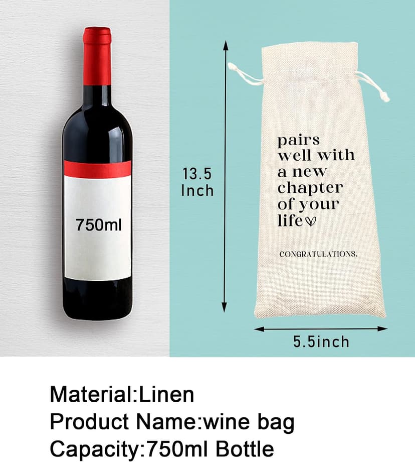 TBITON New Job Gifts, Farewell Gifts for Coworkers,New Beginning Gifts, Wine Gift Bags Going Away Gift for Friends Coworker Boss, Pairs Well With A New Chapter of Your Life (Beige-NEW JOB02) B0DHHFYD2C