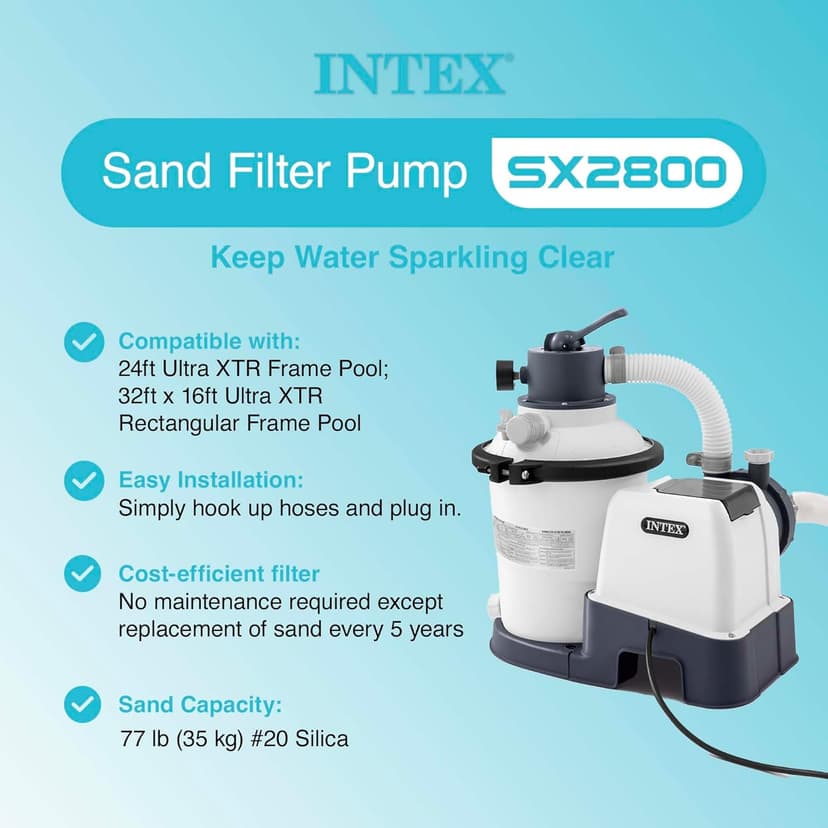 Intex 2800 GPH Pool Sand Filter Pump with Krystal Clear Saltwater System and Automatic Timer for Above Ground Swimming Pools, Black