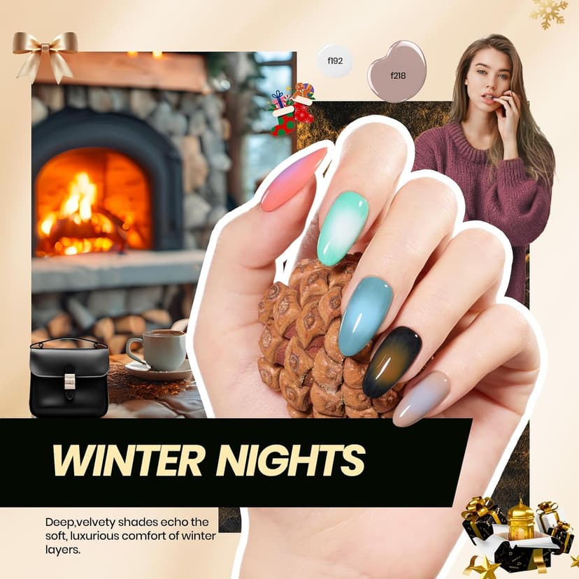 Beetles Gel Nail Polish Kit with U V Light -54 Pcs Gel Nail Kit Four Seasons Glow 32 Colors Set with Base Matte & Glossy Top Coat Soak Off Home Salon DIY Manicure Christmas Gifts for Women Teen Girls