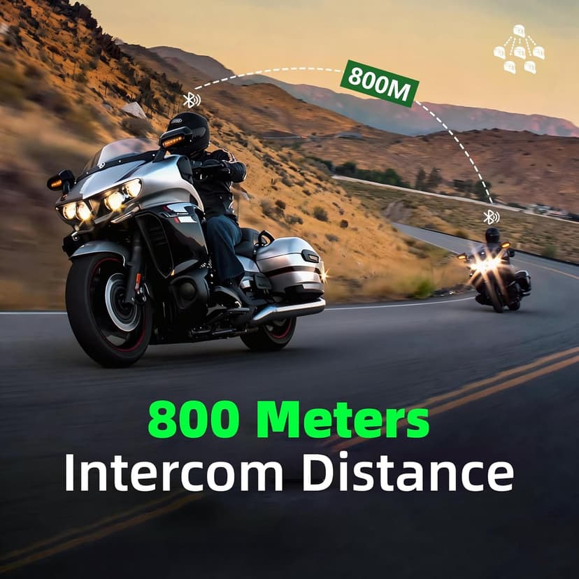 EJEAS V6 Pro Bluetooth Mesh Communication Systems Headset with 1200m Waterproof/Noise Reduction/Hands-Free Calls/Music & GPS, Motorbike/ATV/Dirt Bike/Skiing/Motorcycle Helmet Intercom(2 Pack)