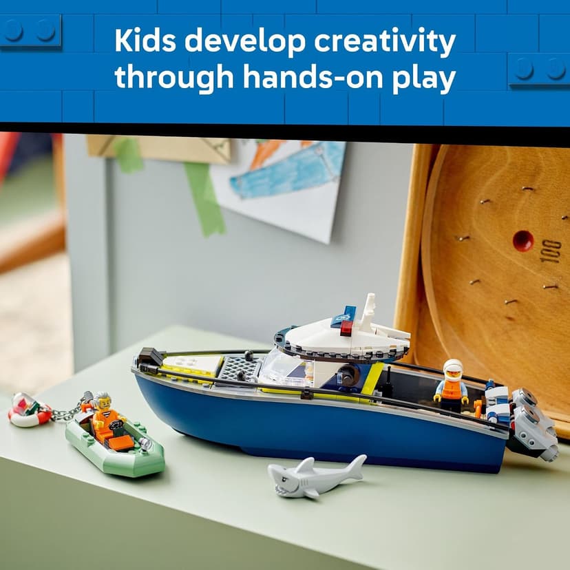 LEGO City Police Boat Chase Building Toy for Kids - Pretend Play Set for Boys & Girls, Ages 6+ - Building Blocks W/ 2 Floating Boat Toys for Playtime & Bath Time - Gift Idea for Birthdays- 60456 B0DRW6J866