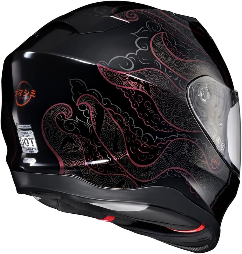 ScorpionEXO T520 Full Face Touring Motorcycle Helmet with Bluetooth Ready Speaker Pockets DOT ECE Approved Nama-Shimi (Black/Chameleon - Medium)