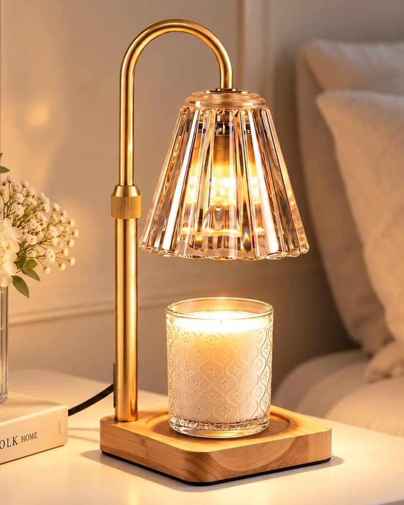 Candle Warmer Lamp with Timer Dimmer, Birthday Gifts for Mom Women Friend Sister, House Warming Gifts, Vintage Clear Wax Melt Warmer, Fall Decorations Office Apartment Dorm Room Home Decor