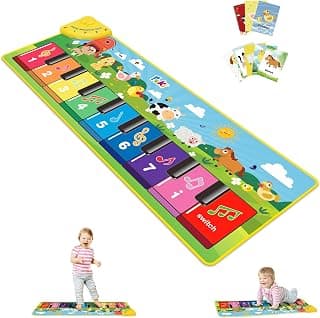 FOKI Floor Piano Mat for Toddlers, Baby Kid Sensory Educational Dancing Keyboard Carpet Animal Sounds Blanket Touch Playmat Musical Mats Birthday Toddler Toys for 1 2 3 4 5 Year Old Boy Girl Gifts