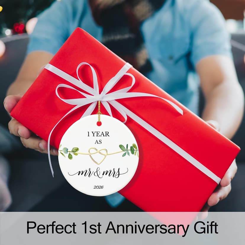 First Wedding Anniversary Gifts,1 Year Anniversary Paper Gifts for Couple,Her,Him,1 Year Anniversary Christmas Ornament First Anniversary Ornament, Gifts for 1st Anniversary Ornament 2026 B0C32PNWN6