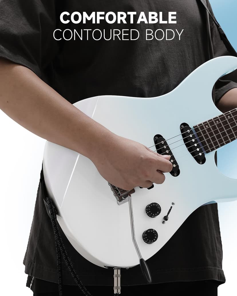 Donner DMT-66 39 Inch Full Size Electric Guitar for Beginner, Starter Electric Guitar Kit with Bag, Gradient Blue