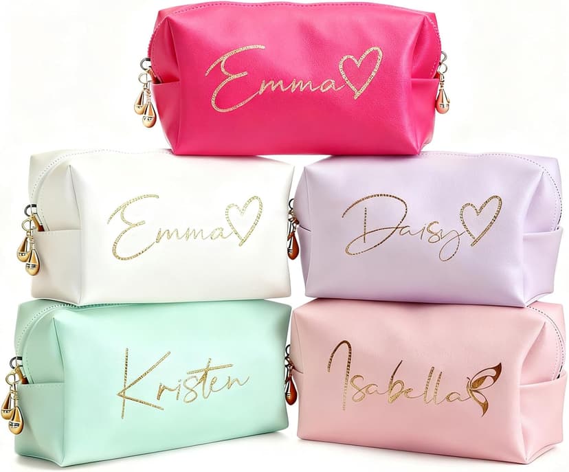 Personalized custom signature makeup bags, wedding bridesmaid gifts, the best gift for your best friend, suitable for weddings, gift-giving, travel makeup bag customized gift box