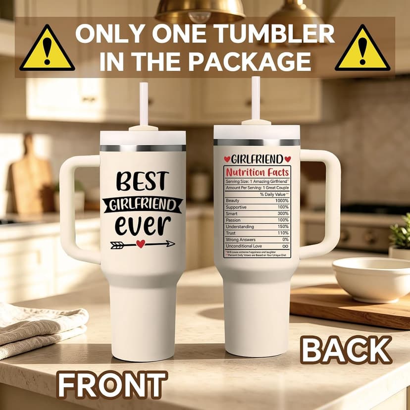 Birthday Gifts for Girlfriend - Anniversary, Christmas, Valentine Day Gift for Women, Her - Best Girlfriend Ever Tumbler SpenMeta Gifts for Girlfriend - Girlfriend Birthday Gifts - 40oz Tumbler B0H2GY21XK