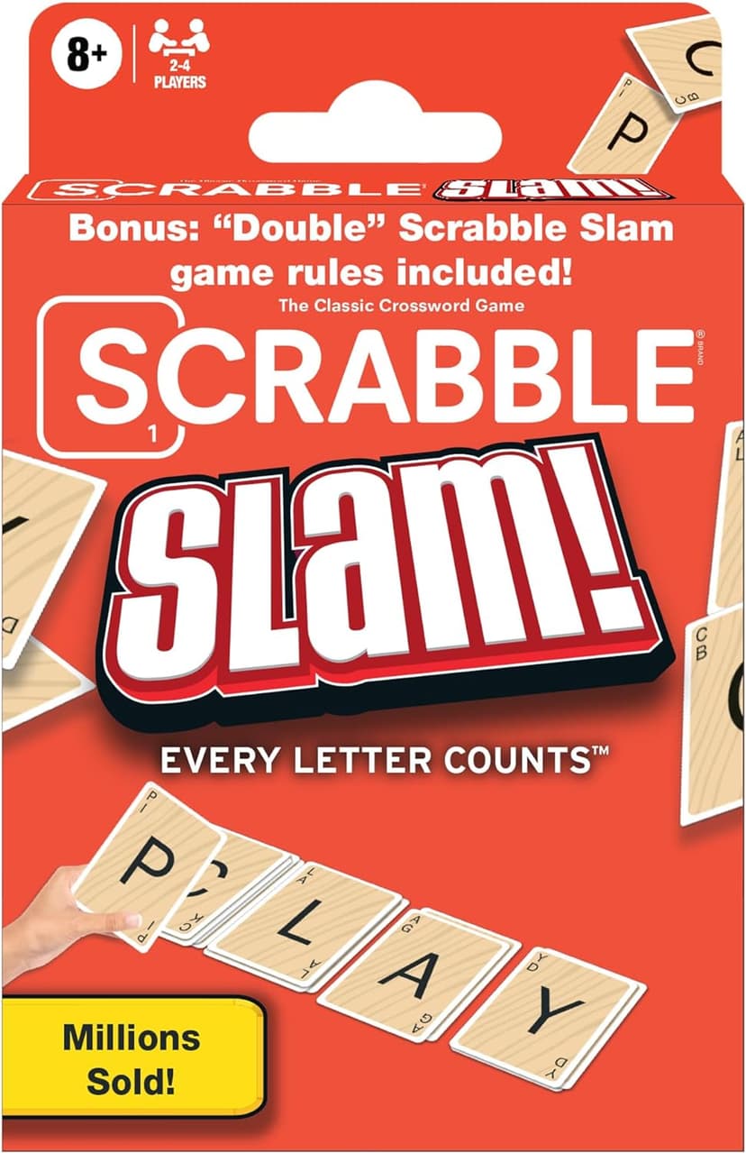 Scrabble Slam Card Game The Original 2000's Mega Hit, Fast-Paced Card Game Version of Scrabble, for 2 to 4 Players, Ages 8+