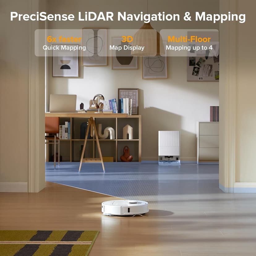 roborock Qrevo Series Robot Vacuum and Mop, 8000Pa Suction, Upgraded from Qrevo S, Anti-Tangle Brush, Smart Obstacle Avoidance, Auto Mop Washing, All-in-One Dock, 200RPM Spinning Mops, White(QV 35A)