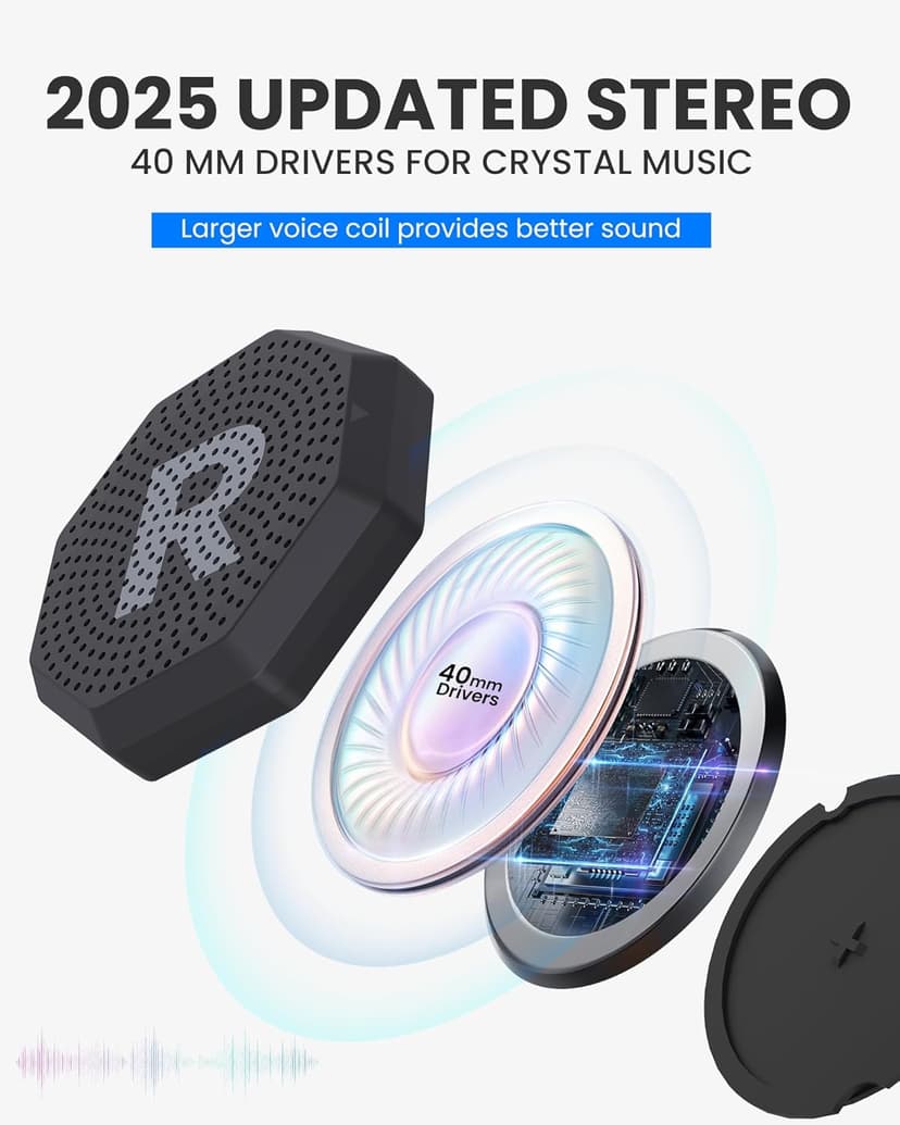 OutdoorMaster Update Ski Helmet Headphones, True Wireless Bluetooth with Charging Case, Drop-in Headphones HD Speaker Chip Compatible with Audio Ready Snowboard Helmets-Pure Black