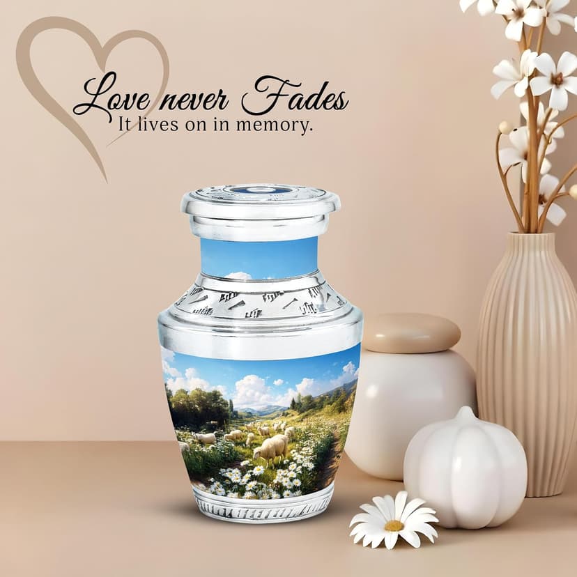 Daisy Burial Keepsake for Adult Ashes - Cremation Urns for Human Ashes - Decorative Urn for Men Women Ash - Memorial Gift for Mother Father Ash - Small Keepsake 3 Inch - B0FRMW69XD