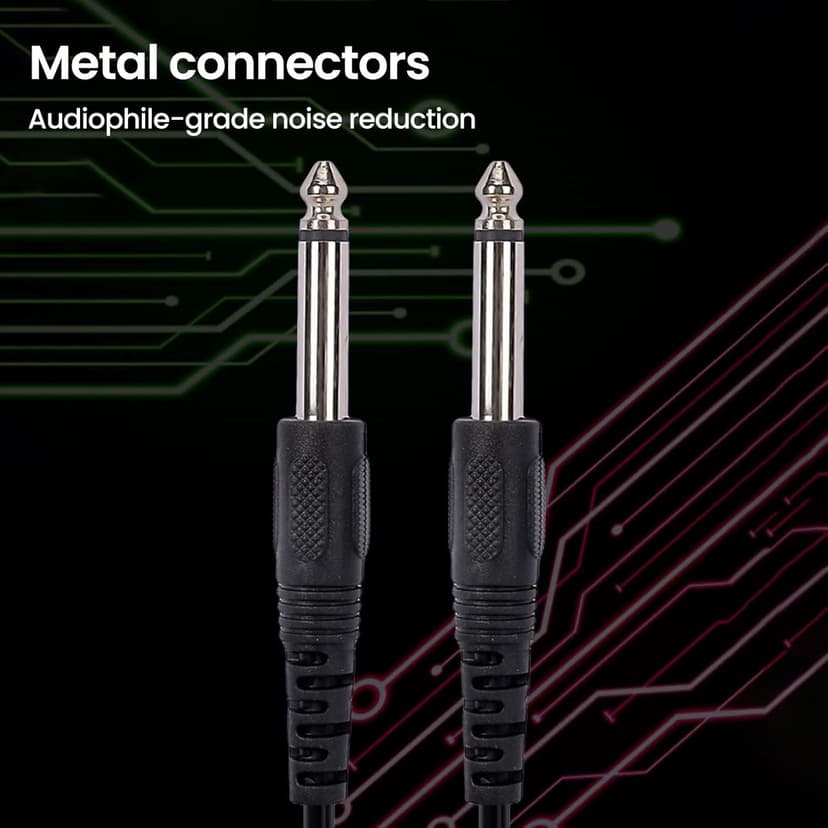10 ft 6.35mm Guitar Cable - Straight to Straight Instrument Cable, Black Electric Guitar Cord for Electronic Drum, Musical Instrument, Speaker