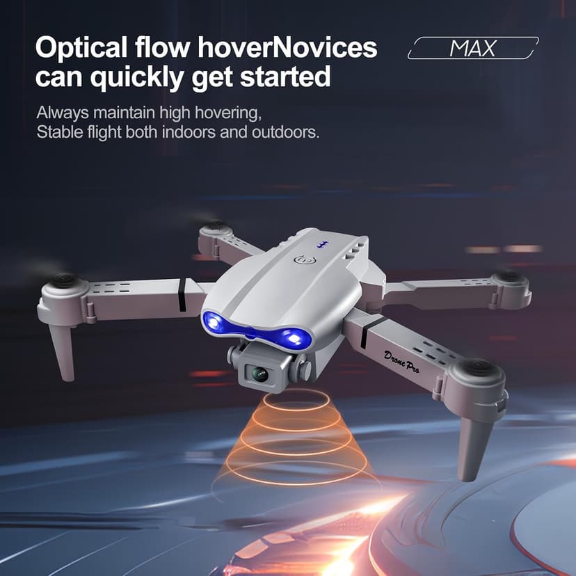 E99 Drone with Screen Controller, Two-batteries, Altitude Hold, One Key Take Off/Landing, Active Obstacle Avoidance. with Black Outdoor Carrying Case. (White - 2 batteries)