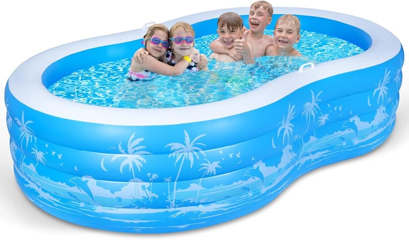 Inflatable Swimming Pool, 102” x 63” x27” Full-Sized Large Inflatable Pool with Seats Handles, Extra Large Blow Up Durable Thickened Pools for Outdoor, Garden, Backyard.
