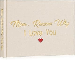 Artmag What I Love about Mom Fabric Book Fill-in-the-Blank Love Journal for Mom Birthday Mother's Day Christmas Gifts Stocking Stuffer for Mother Beige