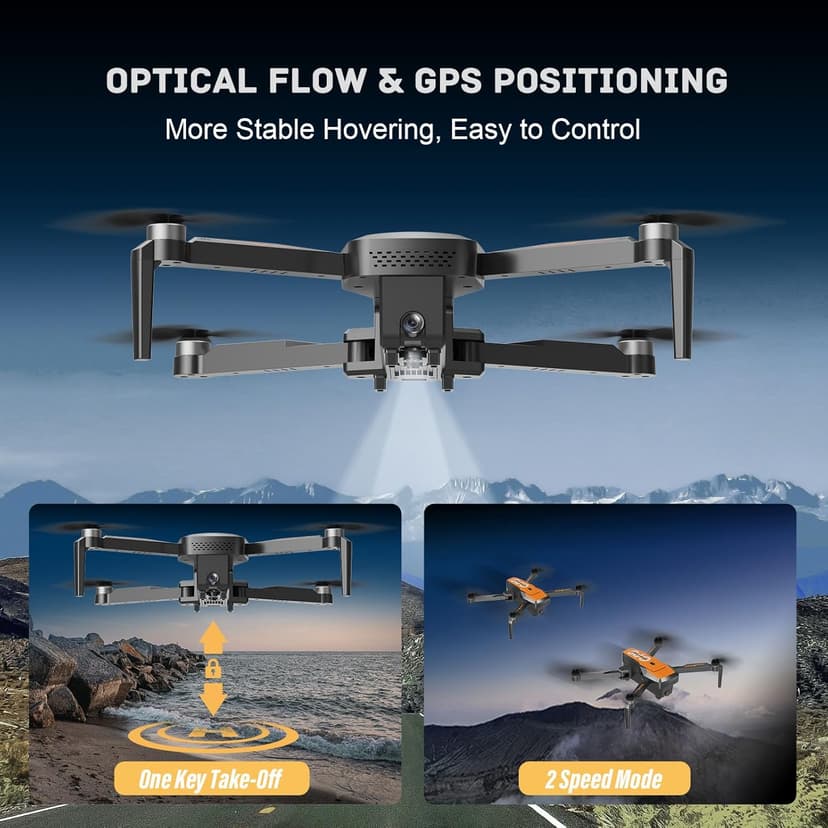 Drones with Camera for Adults 4K - GPS Drone with Auto Return, Brushless Motor, Foldable Mini RC Quadcopter for Kids Beginners with FPV Live Video, Follow Me, 2 Batteries Long Flight Time Under 249g