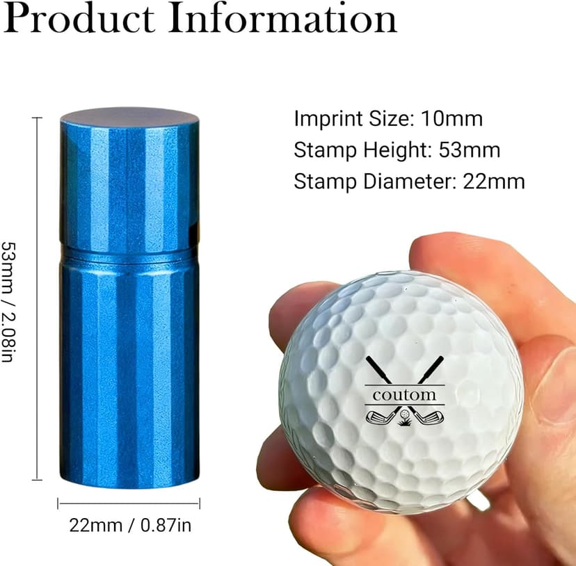 Golf Ball Stamp Personalized - Custom Monogram Logo & Name Marker with Durable Waterproof Ink, Reusable Stamper for Golfers, Men, Women Gifts, Unique Golf Accessories for Retirement, Birthday, Party