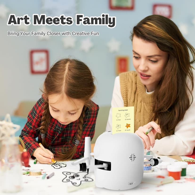 RIVGOT Drawing Robot for Kids with 150 Cards, Voice Interactive Educational Drawing Machine, Montessori Painting Learning Toys for 3 4 5 6 7 8 Year Old Boys Girls Birthday Party B0DPC68W8D