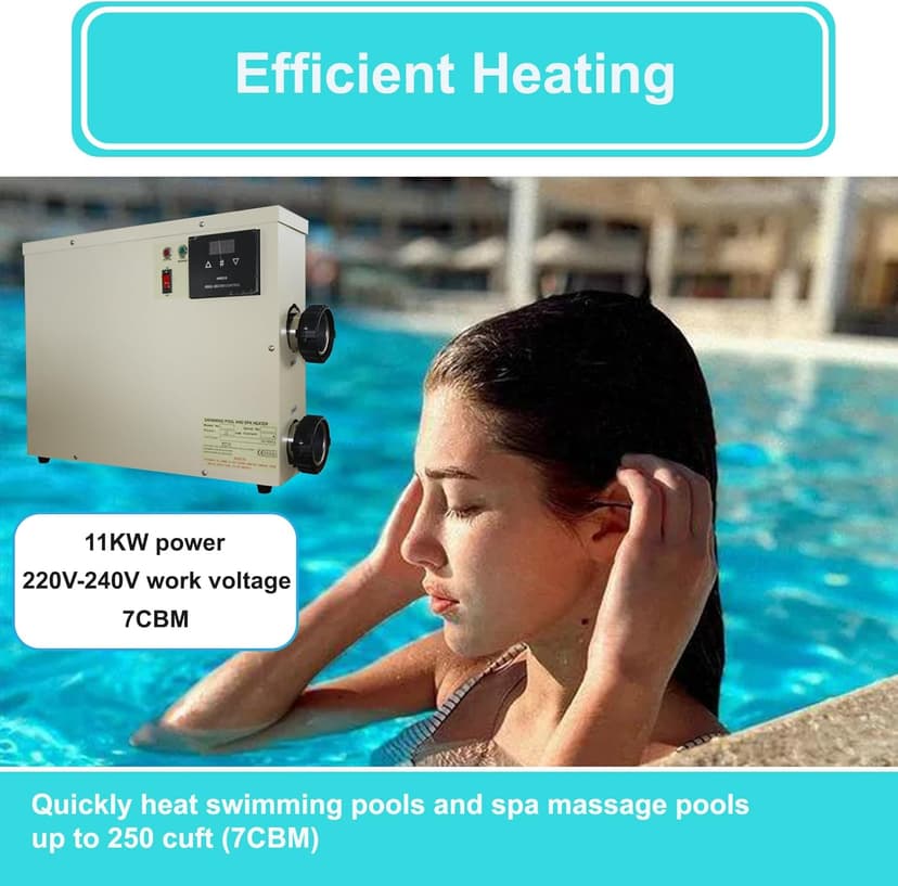 Upgrade Pool Heater-11KW 220V Thermostat Electric Swimming Pool Heater,Digital Touch Display Energy Efficient Pool Water Heater for Spa Relaxation, Bathtubs and Above Ground in-Ground Pools-11KW 220V