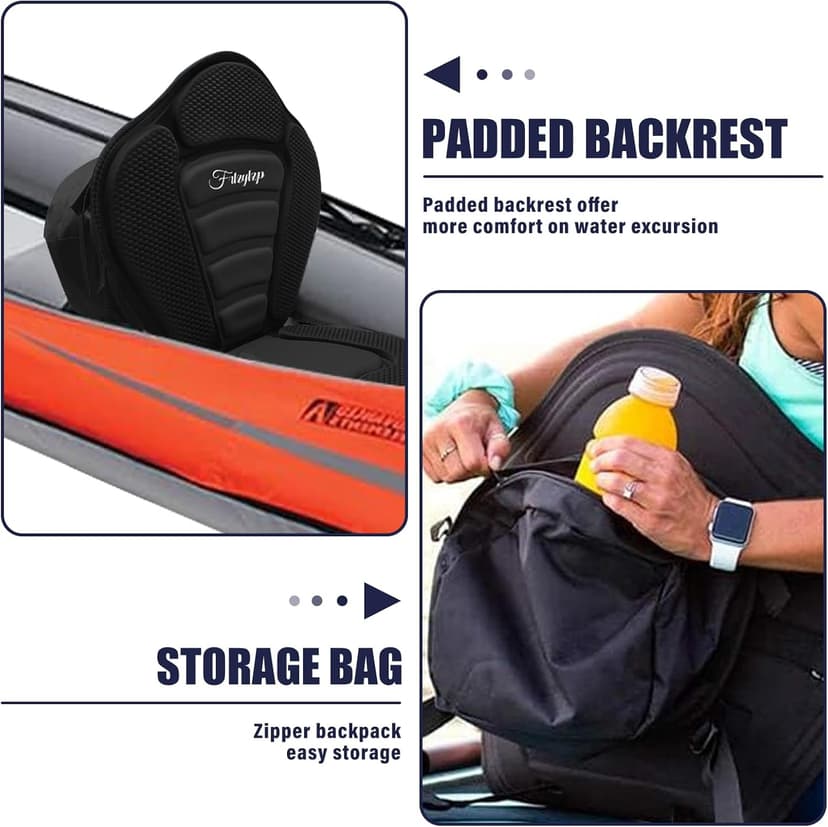 Thickened Kayak Seats - Premium Shockproof Seats with Back Support for Kayaking, Canoeing, Fishing, Paddle Boarding - Comfort, Versatility and Extra Storage