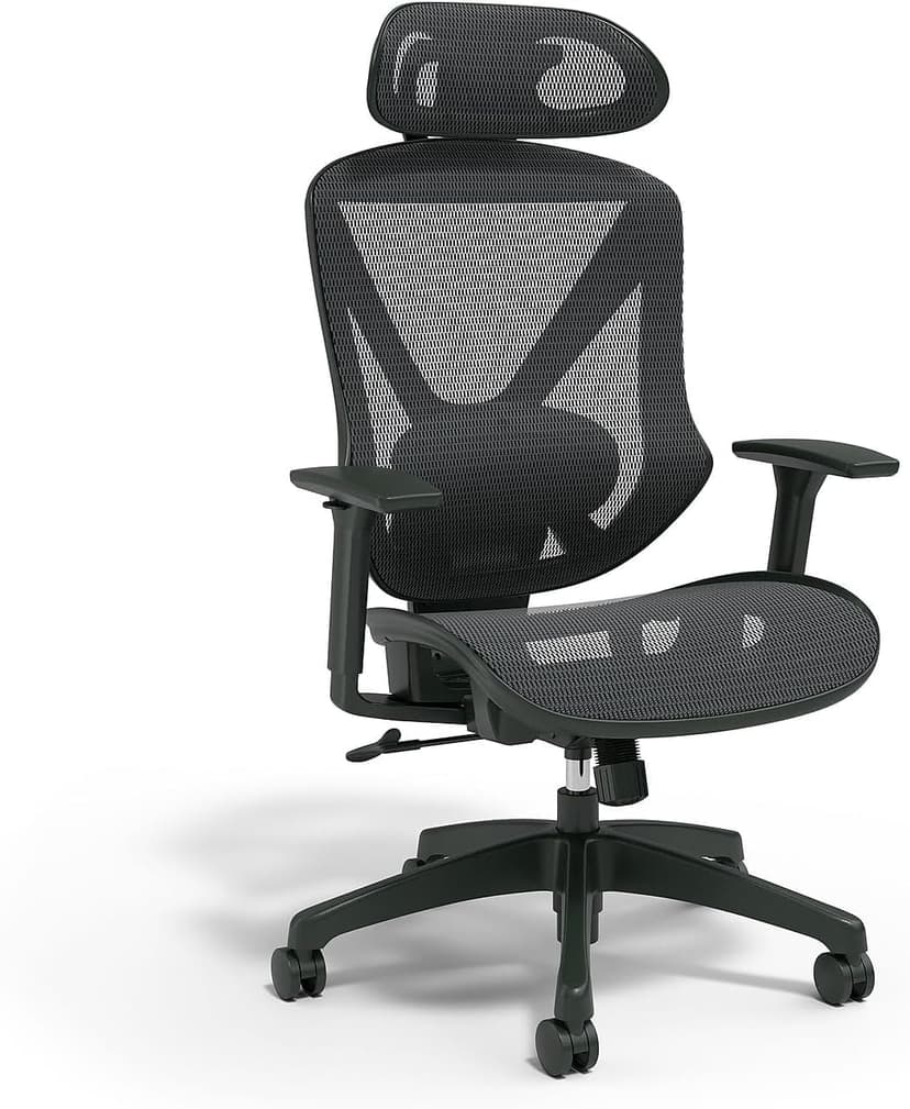 Staples Dexley Ergonomic Task Chair, Mesh, Ergonomic, Lumbar Support, Adjustable Height, Black
