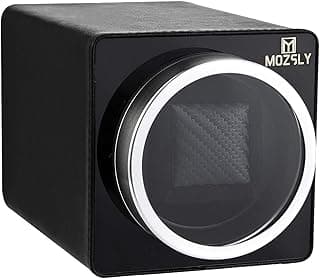 MOZSLY Watch Winder for Single Automatic Watches with Quiet Motor 12 Rotation Mode Setting Leather