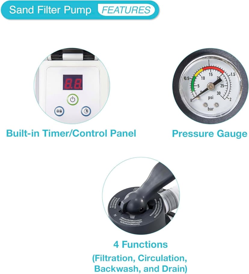 INTEX SX925 Krystal Clear Sand Filter Pool Pump for Above Ground Pools: 925 GPH Pump Flow Rate – Improved Circulation and Filtration – Easy Installation – Improved Water Clarity – Easy-to-Clean
