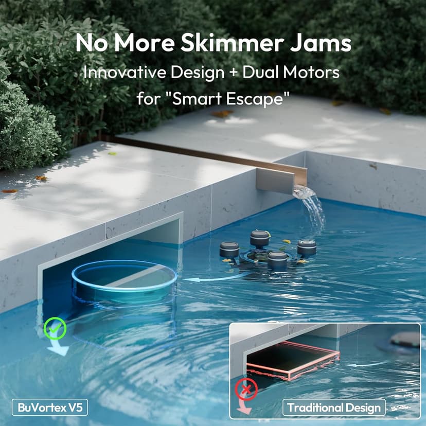 (2026 Upgrade) BUBLUE BuVortex V5 Pool Skimmer Robot,Pool Surface Skimmer Robot with App Control,5L Filter,Dual Cleaning Modes,AI Navigation,Ideal for In-Ground & Above-Ground Pools,Dark Gray