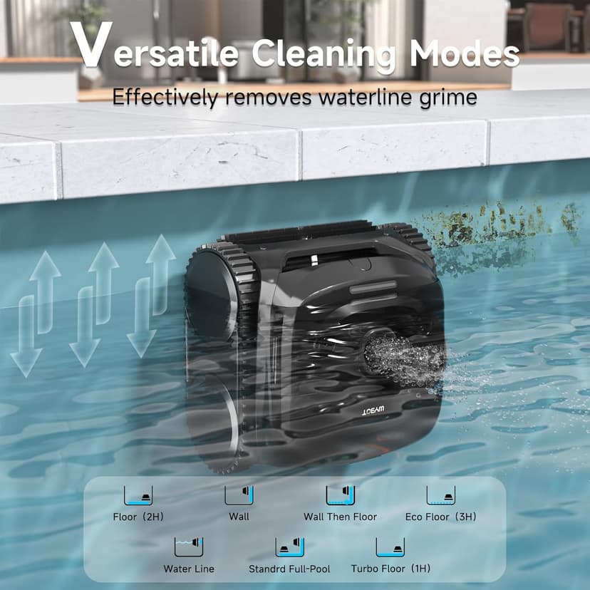 WYBOT C2 Cordless Robotic Pool Cleaner, Pool Vacuum Robot for Inground Pools with Dual Filter, Lasts 180 Mins, Wall & Waterline Cleaning, Smart Weekly Timer, OTA Upgarded (Dark Black)