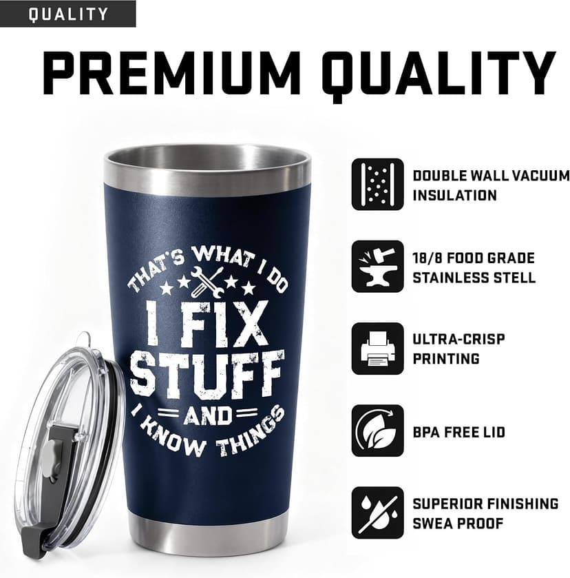 Gifts for Men, Dad for Christmas, Fathers Day - Dads Birthday Gift Ideas, Gifts for Dads from Daughter, Son - Cool Mens gifts Ideas, Mens Birthday Gift Ideas - Stainless Steel Men Tumbler 20Oz B0FS22TCHH