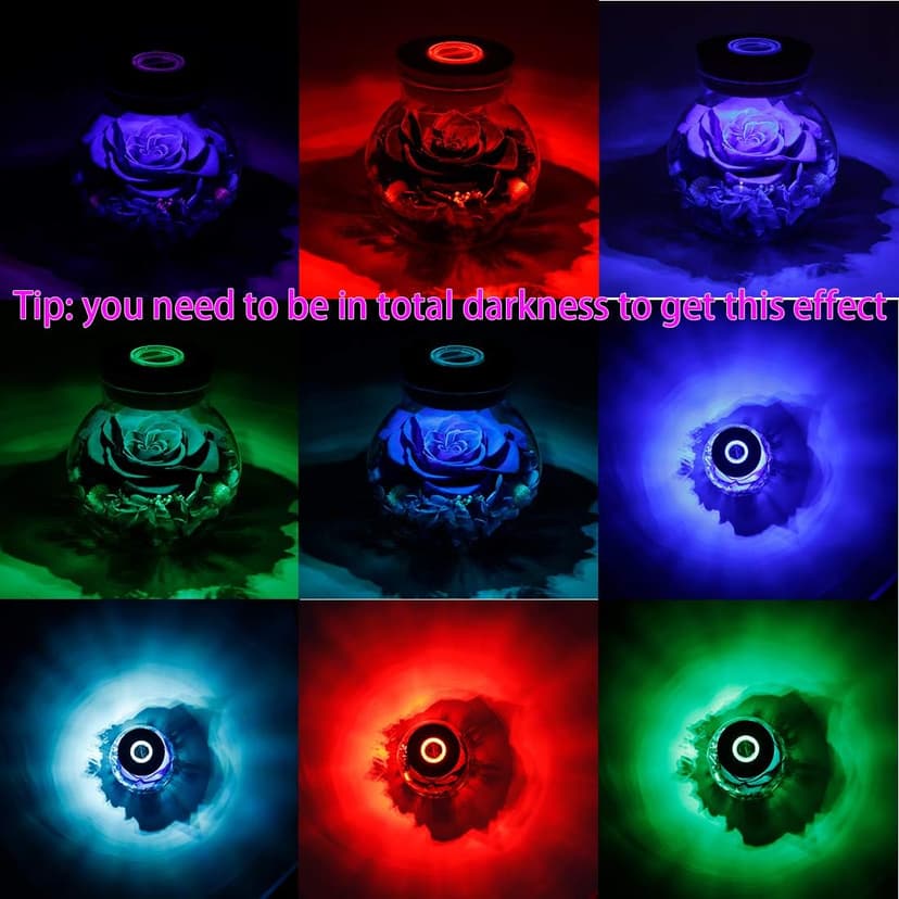 Preserved Real Roses with Colorful Mood Light Wishing Bottle, Eternal Rose,Never Withered Flowers, Table Decor,Christmas Anniversary Valentine's, Blue 4.3inch, 1pcs B07DT2GBT2