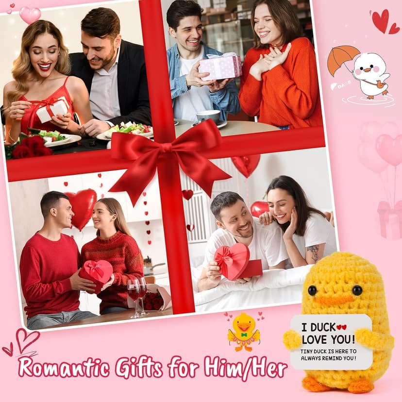 MBL Anniversary for Men Women Her - Funny Small Cute Crochet Duck Gifts for Women Men Wife Husband Girlfriend Boyfriend Fiance Couple Lover Him Birthday Wedding Christmas Stocking Stuffers Present