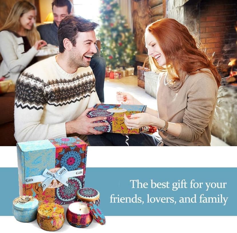 Scented Candles Gift Set, 8% Essential Oil, 4 Pack Aromatherapy Candle, Stress Relief Gifts for Women,120H Burning, Candles for Home Scented, Ideal for Birthday, Christmas, Thanksgiving, Mother's Day
