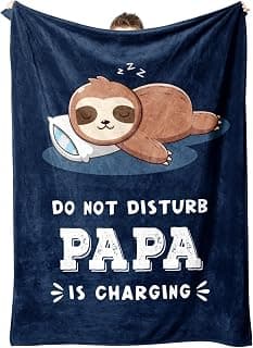 Papa is Charging Sloth Blanket 60" x 50", Grandpas Gifts for Christmas Fathers Day, Soft Sloth Throw Blanket for Grandpa Leebbsin Funny Gifts for Papa, Birthday Gifts for Papa Blanket B0G6KL3Z1Q