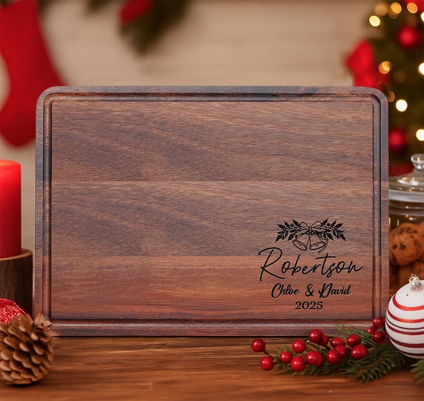 Custom Cutting Board Gift for Christmas, Engraved Wood Charcuterie Board for Housewarming, Anniversary, New Home, Wedding, Engagement, Best Gift Ideas for Couples, Parents, Women, Newlyweds