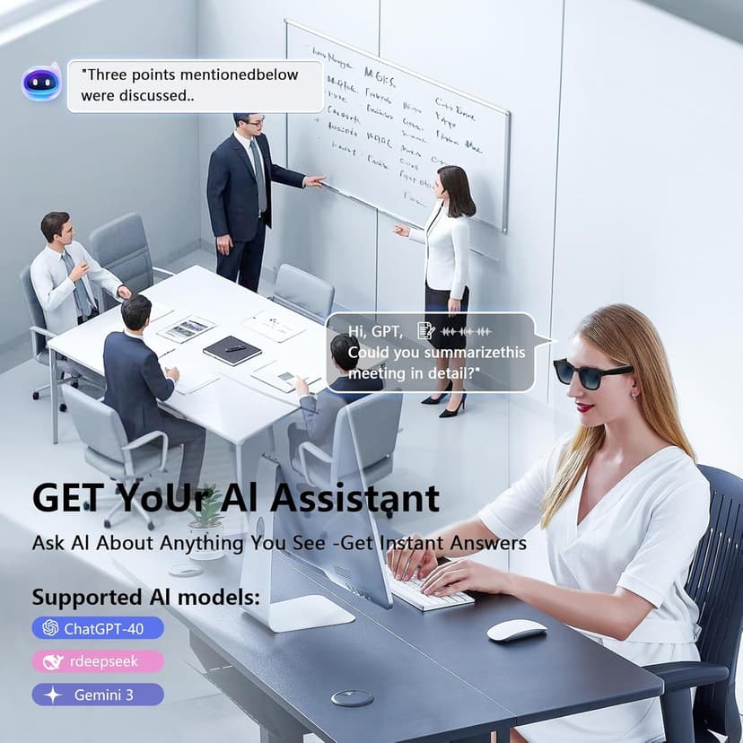 AI Smart Glasses with ChatGPT, 8MP Camera Glasses with Camera and Audio, AI Translation Sunglasses with 164 Languages, Bluetooth Sunglasses with Voice /Calling, 8-Hour Music Playback, Gradient Blue