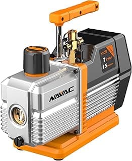 NAVAC Dual-Stage HVAC Vacuum Pump – AC Motor with Forced Oil Circulation, Oil-Mist Filter, 15 Micron Ultimate Vacuum, Pro Series
