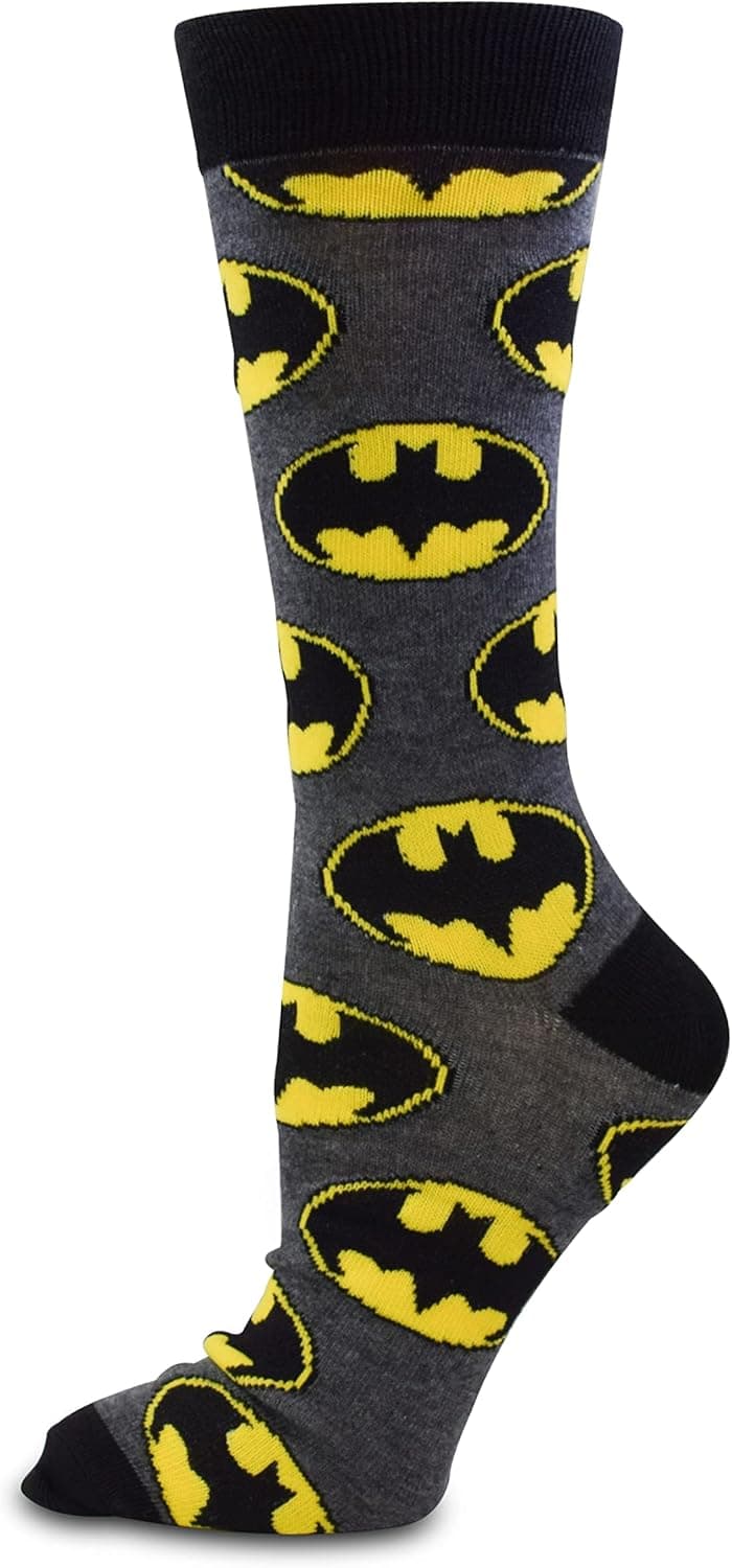Hyp Batman DC Comics 89 Casual Crew Socks 2 Pack Black Large Unisex-Adults Batman Fans, Halloween Enthusiasts, All Ages
