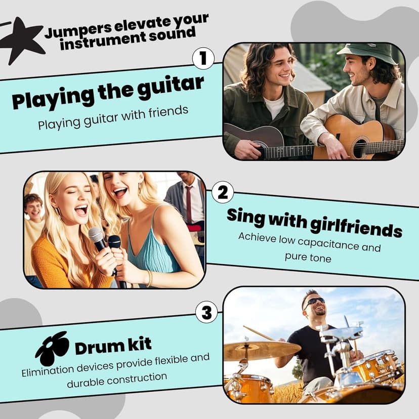 10 ft 6.35mm Guitar Cable - Straight to Straight Instrument Cable, Black Electric Guitar Cord for Electronic Drum, Musical Instrument, Speaker